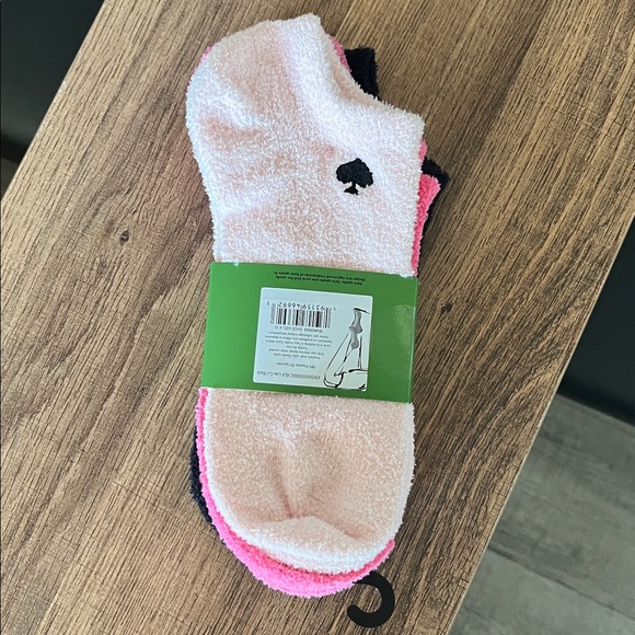 Kate Spade valentine themed fuzzy low cut socks, three pair, NWT - Picture 2 of 4